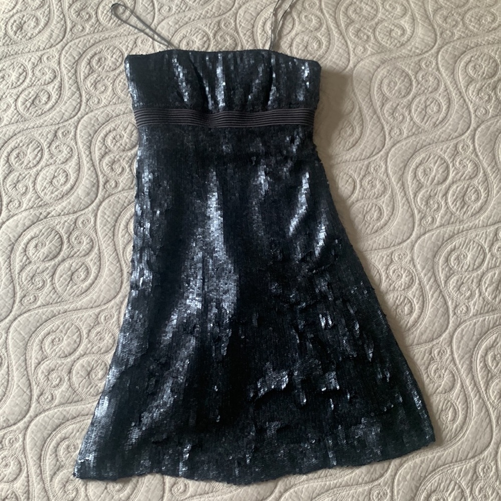Badgley Mischka Blue Sequin Mini Dress